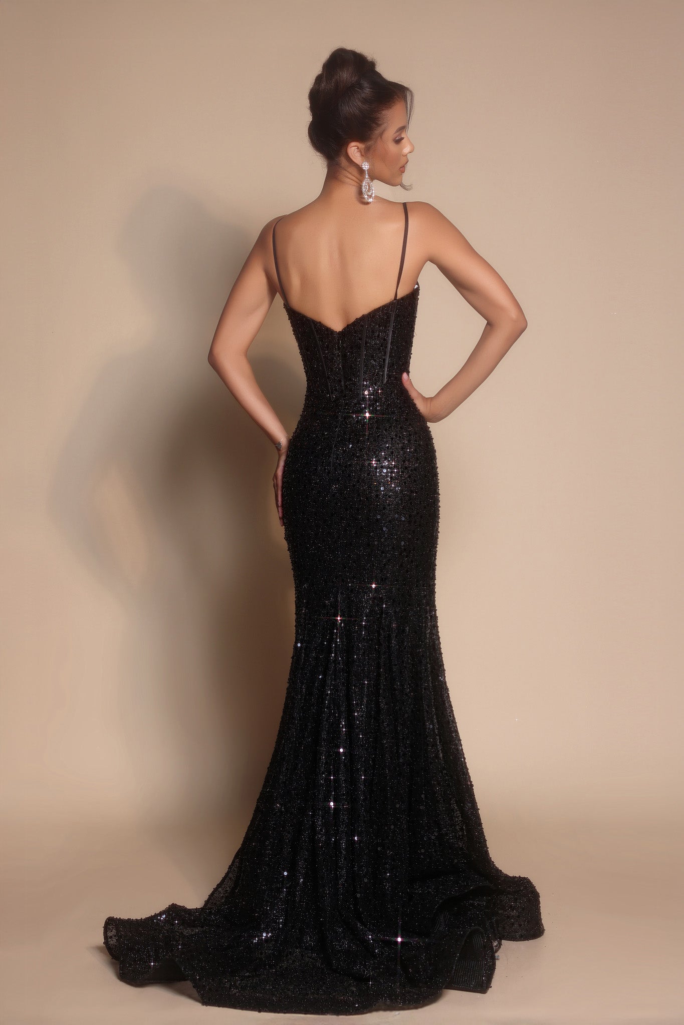 PS22036 Black Sequin Gown