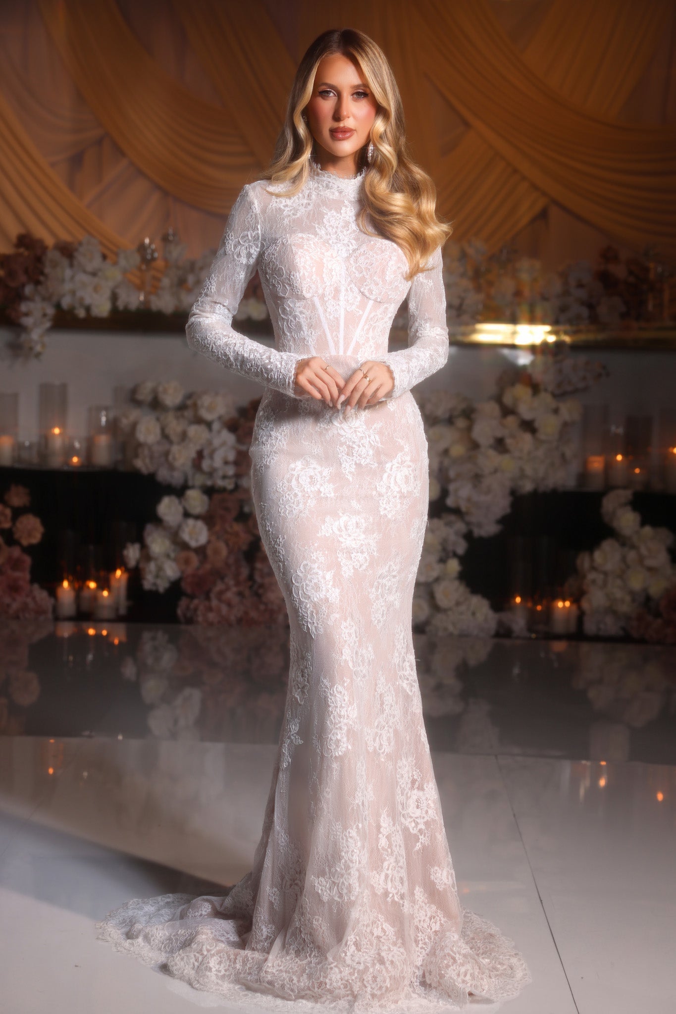Ivory Nude Lace Wedding Dress - PS25857E