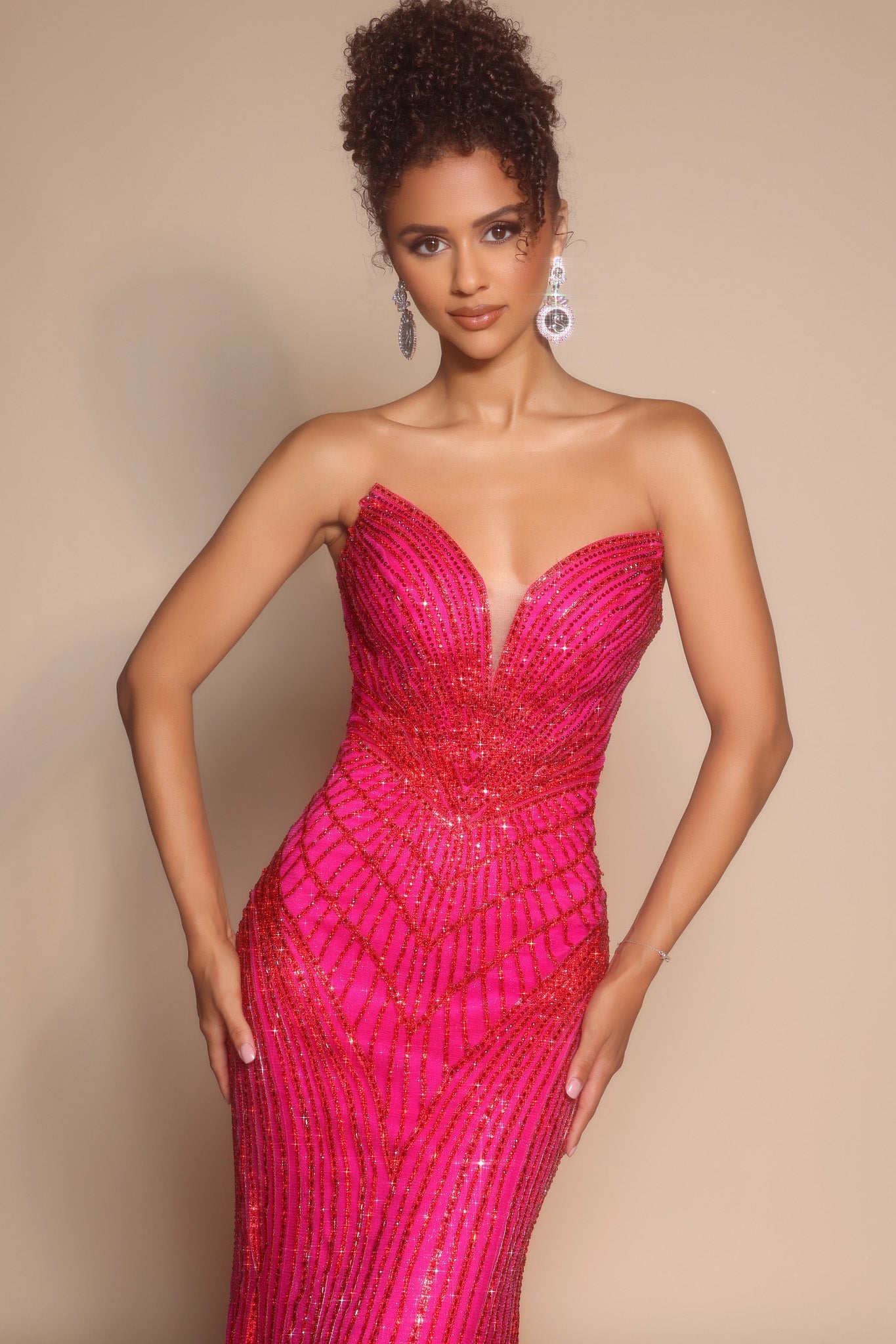 PS26004 Fuchsia Strapless Gown