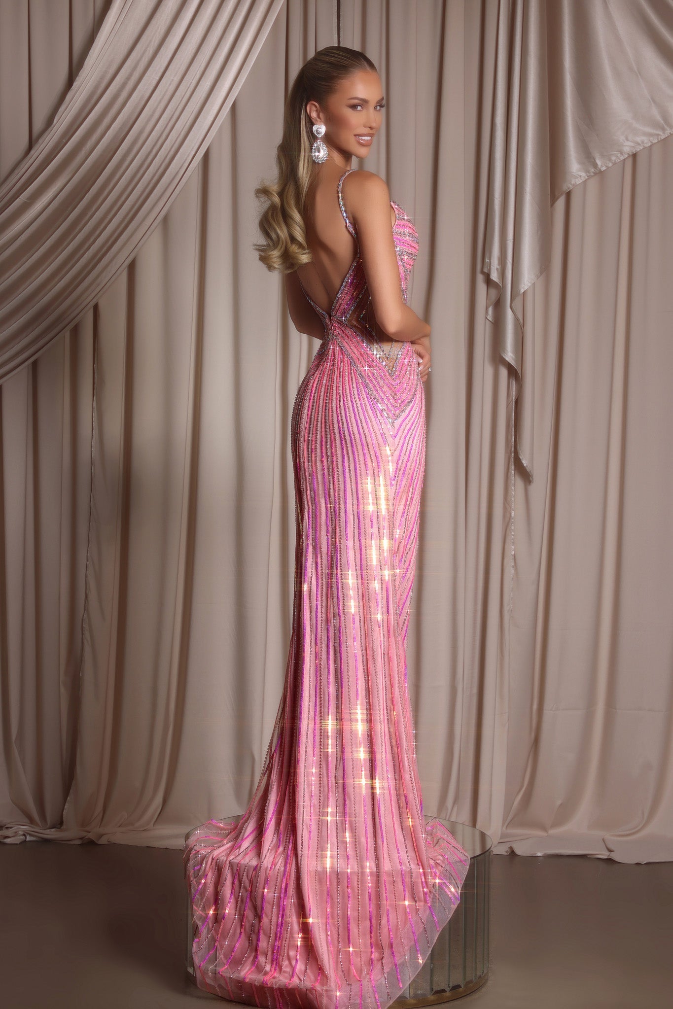 Pink sequin formal gown