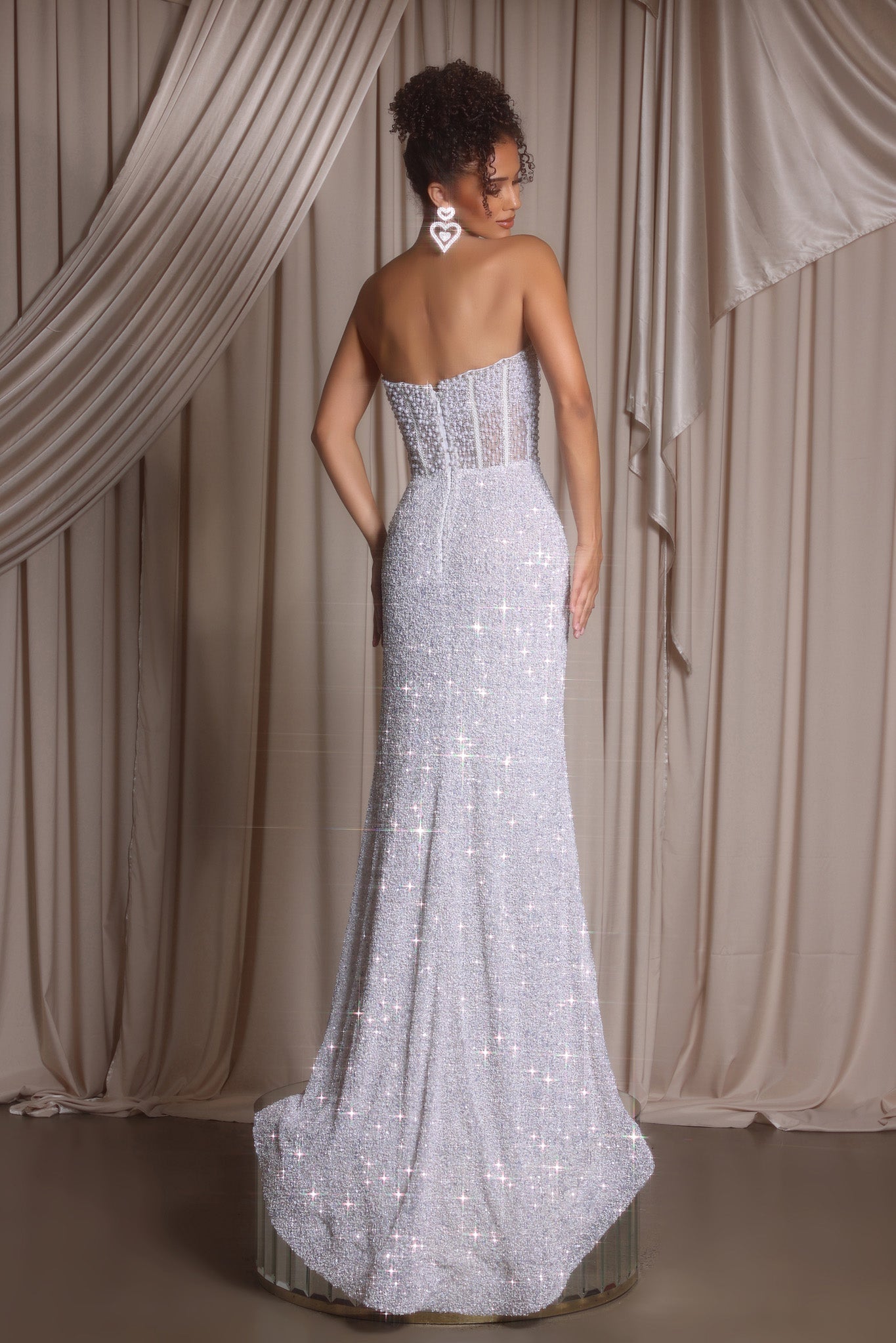 Ivory sequin gown PS26432C, formal dress