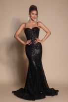 Black sequin evening gown, PS22036