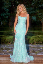 Celeste Blue Sequin Gown PS22036