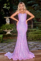 Pink sequin mermaid gown, PS22036-PINK-1