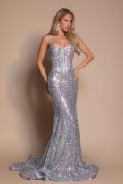 Silver sequin gown, PS22036