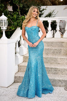 Aqua sequin gown PS22036AQUA