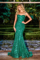 Emerald sequin gown PS22036