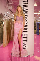 Pink beaded prom dress