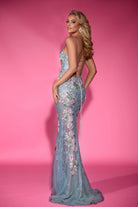 Seagreen floral formal gown PS25199