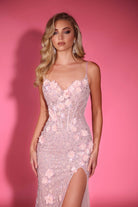Pink floral embellished gown