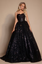 PS25308 Black Sequin Ballgown