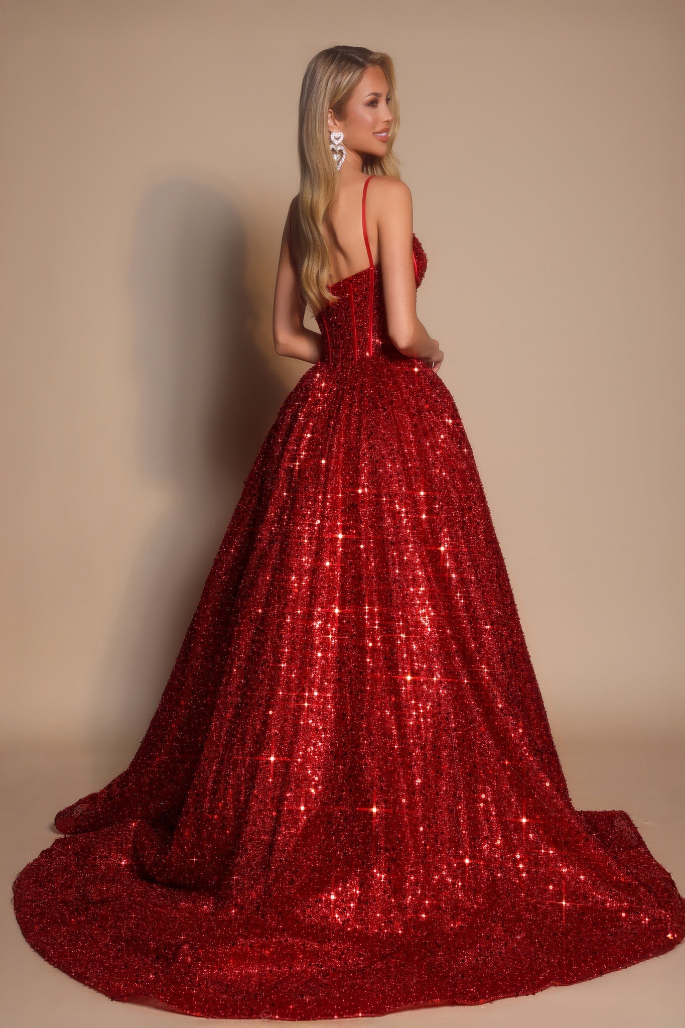Red sequin gown PS25308