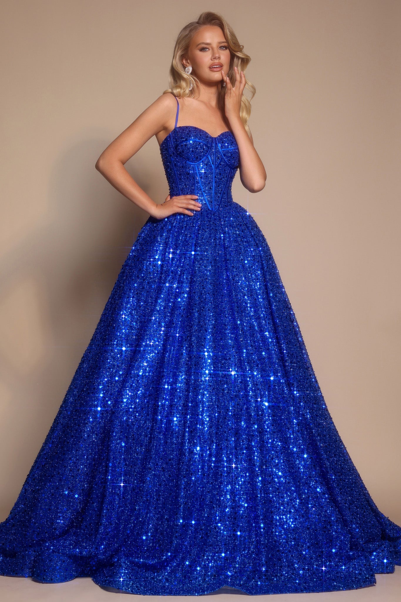 Royal Blue Sequin Gown - PS25308