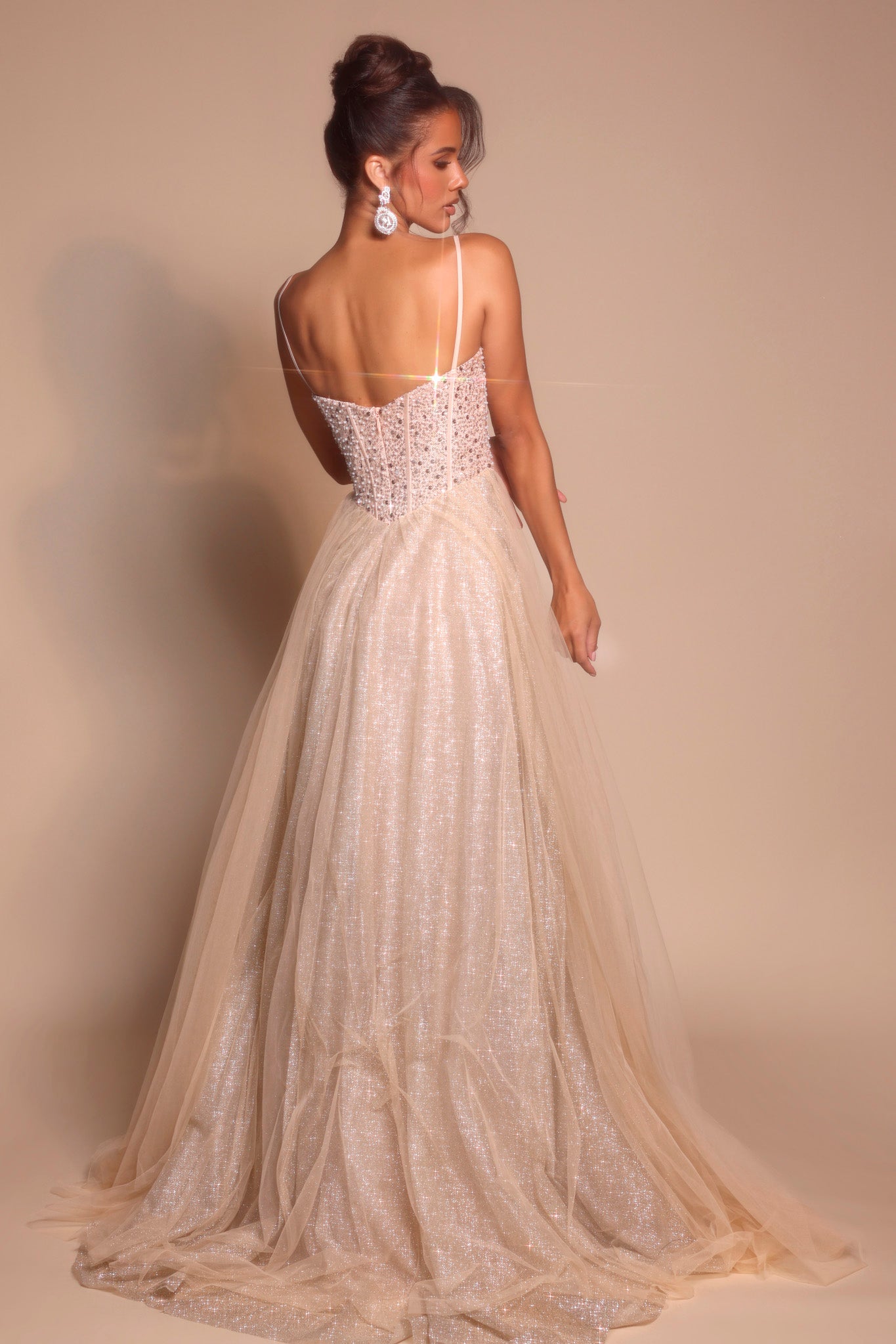 Champagne colored prom dress PS25311