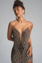 Black and Gold beaded gown, PS25464C