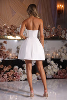 PS25572 White Strapless Mini Dress - Back View