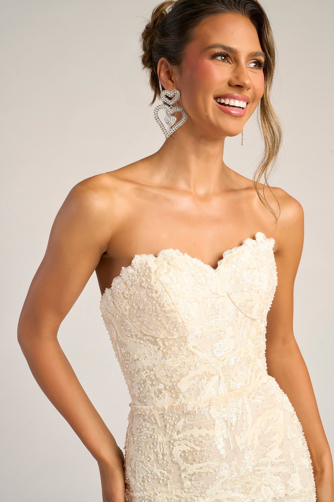 cream strapless dress PS25601E 20 / Pink