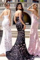 PS25601E White Black Pink Lace Gowns - Group of three women
