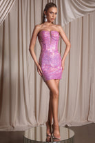 Pink sequin mini dress PS25773