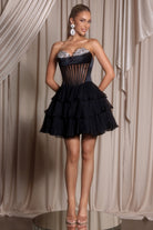 Black strapless cocktail dress PS25799