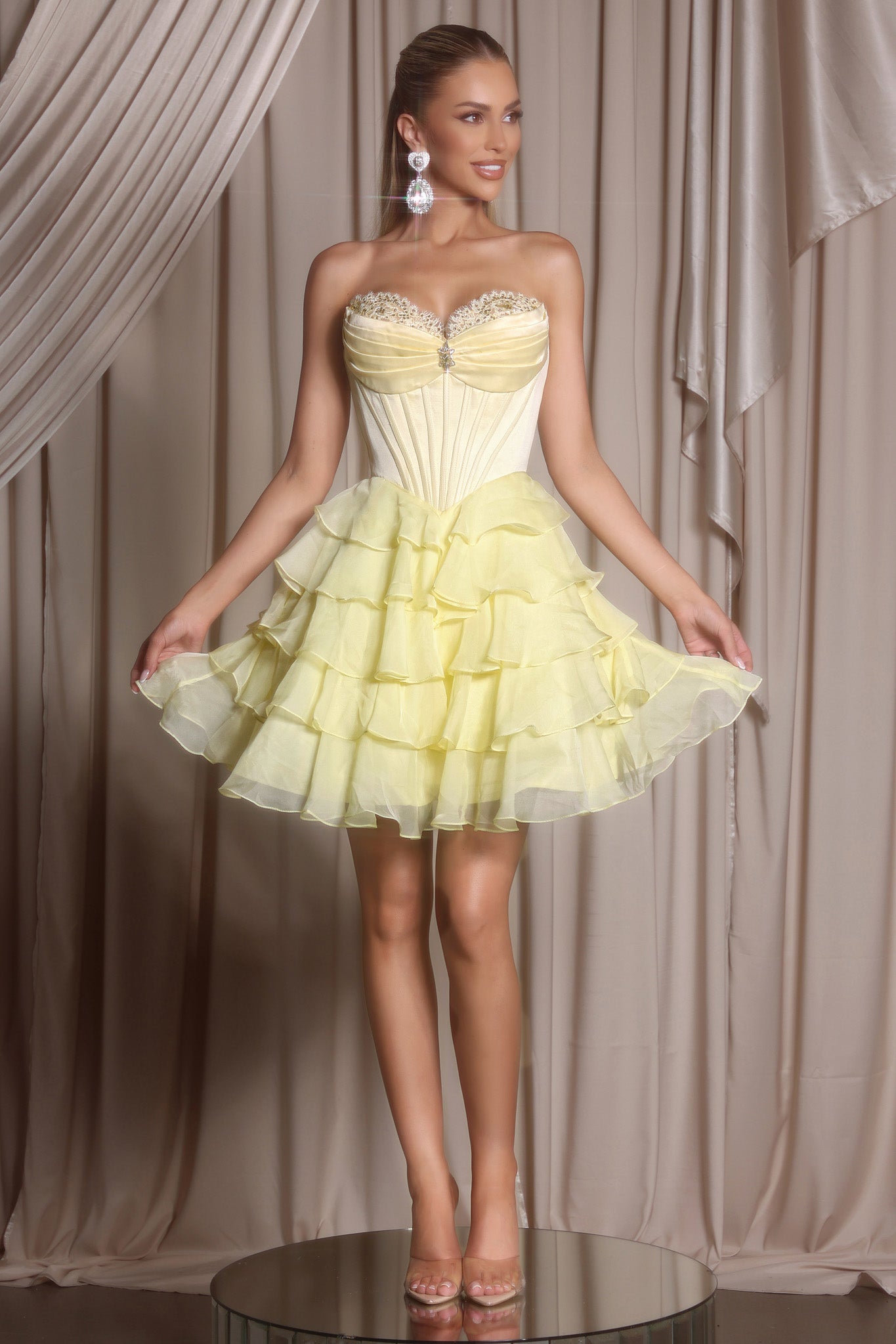 Yellow cocktail dress PS25799