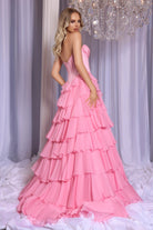 Pink ruffled gown PS25963-03