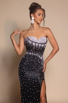 Black embellished formal gown