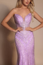 Lilac beaded formal gown (PS26004)