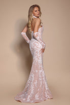 Ivory nude lace gown, PS26005, elegant formal wear