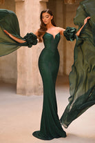 Emerald gown PS26010, woman in elegant green dress