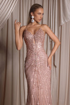 PS26012 Mocha Gold Sequin Gown