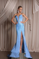 Blue sequin gown, PS26013