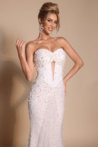 Ivory beaded strapless gown - PS26022