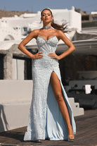 Light Blue Embellished Gown - PS26052