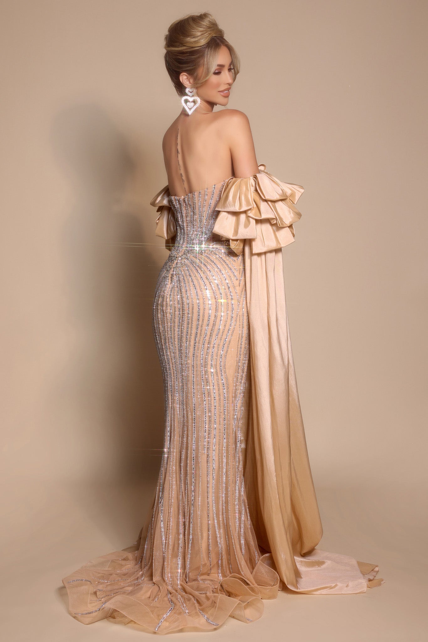 Champagne gown, PS26195, woman in elegant dress