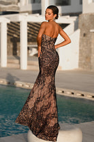 PS26223 Black Lace Evening Gown