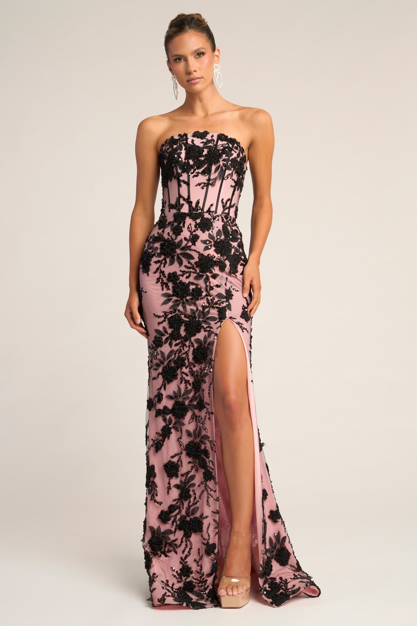 evening dress pink black Black Pink main image 0