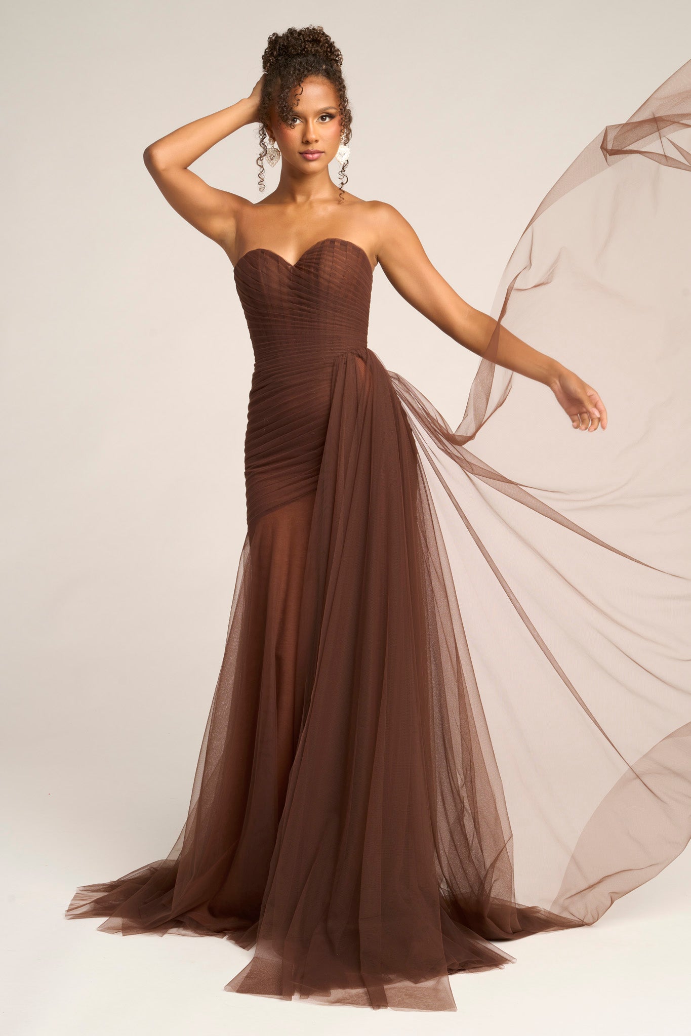 新品　Acka. volume tulle dress ブラウン PS26307E – Portia and Scarlett