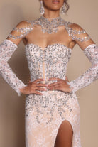 White embellished formal gown