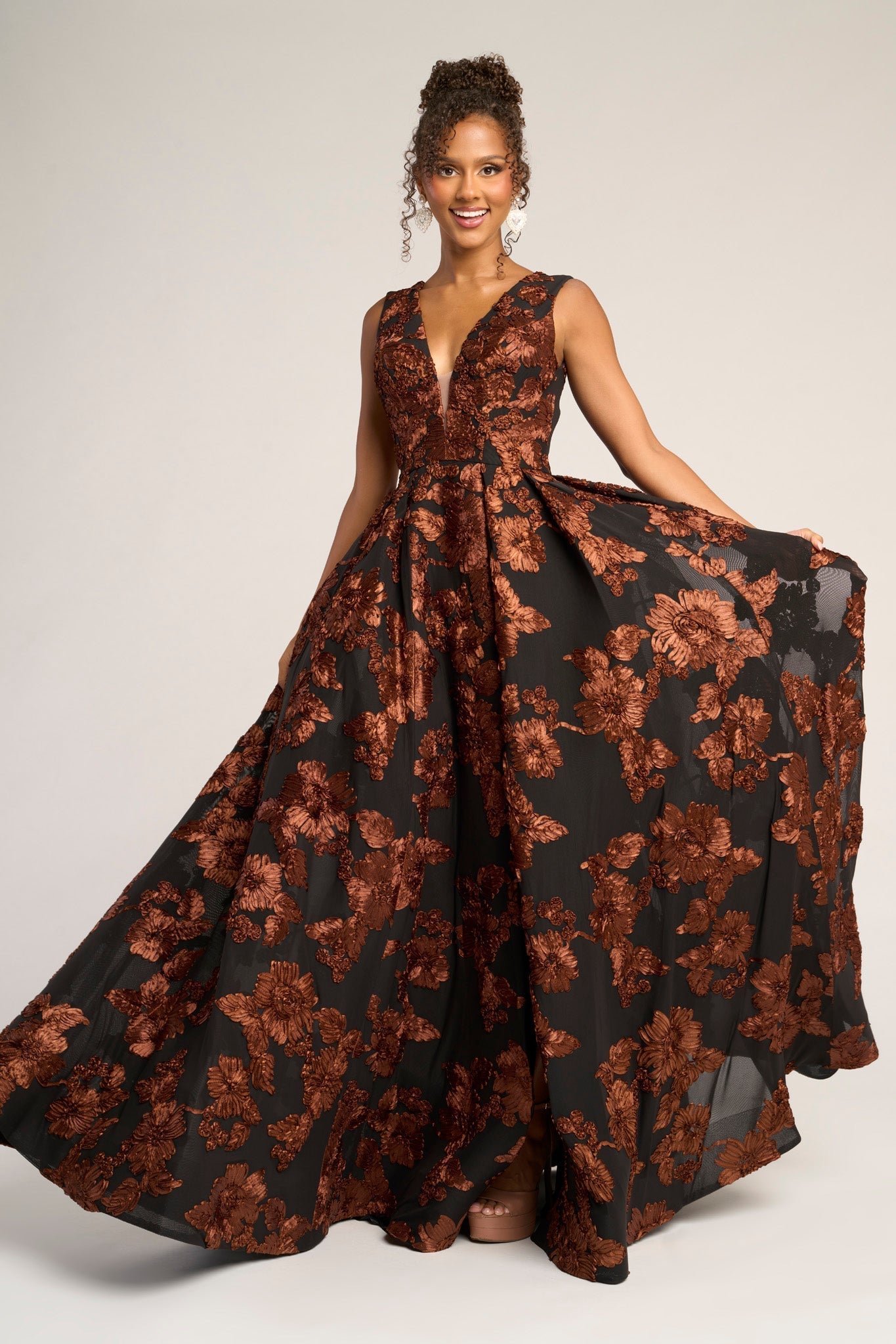 black and tan dress formal Elektra Embellished Corset Formal Dress main image 1