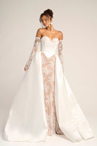 Ivory nude wedding dress with lace detail