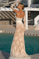 Ivory nude lace gown, PS26328E, elegant formal wear