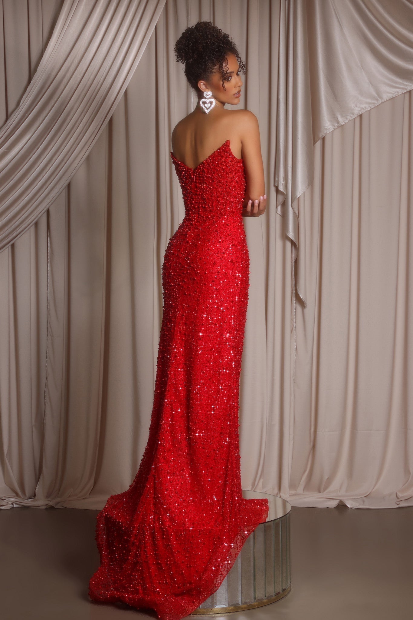 Red sequin gown PS26400C-Red-03