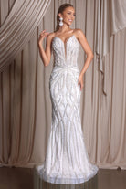 Ivory beaded formal gown PS26401C