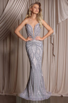 Silver sequin strapless gown PS26401C