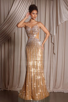 Gold embellished gown PS26405C
