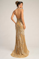 PS26406C Gold Halter Gown