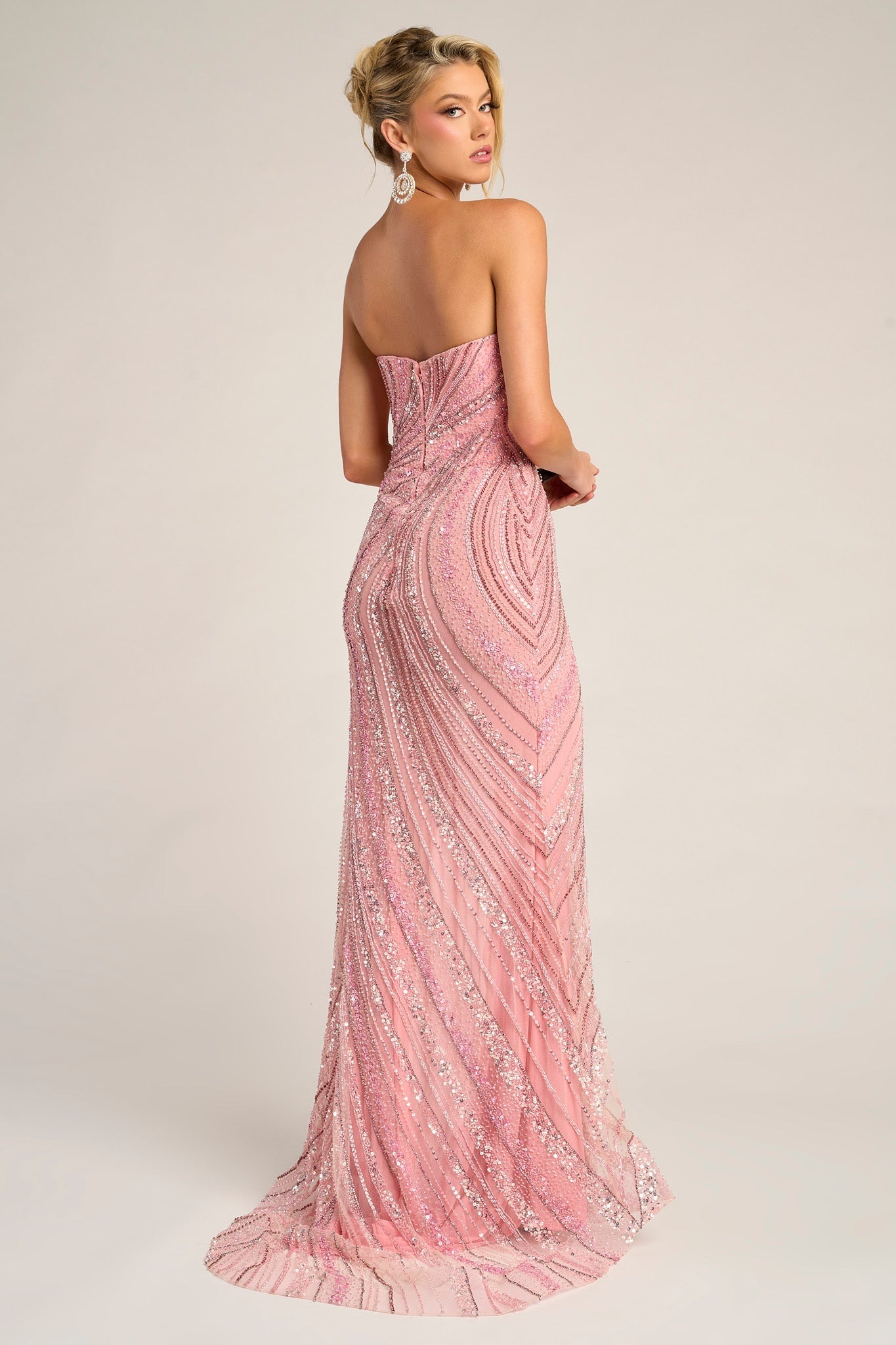 PS26412C Pink Strapless Gown