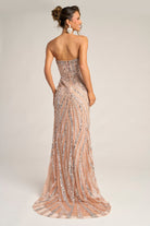 Pink strapless beaded formal gown - PS26418C