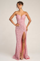 Pink Strapless Gown with Slit - PS26424C